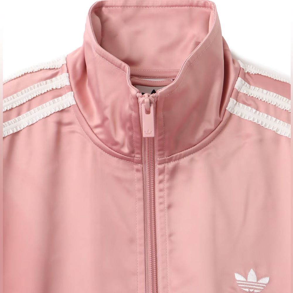 Adidas Originals Satin Firebird Track Top Wonder Mauve Ruffle 3-Stripes KC8812 - Picture 5 of 5